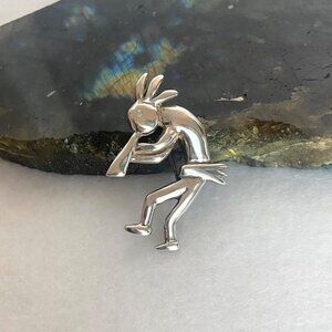 VTG Sterling Silver 925 Glenn Sandoval Navajo Deity Kokopelli Dancer Brooch Pin